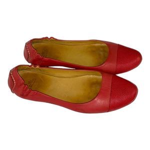 Peter Millar Pink Dana Napa Leather Ballet Flats with Snakeskin Cap Toe size 8.5